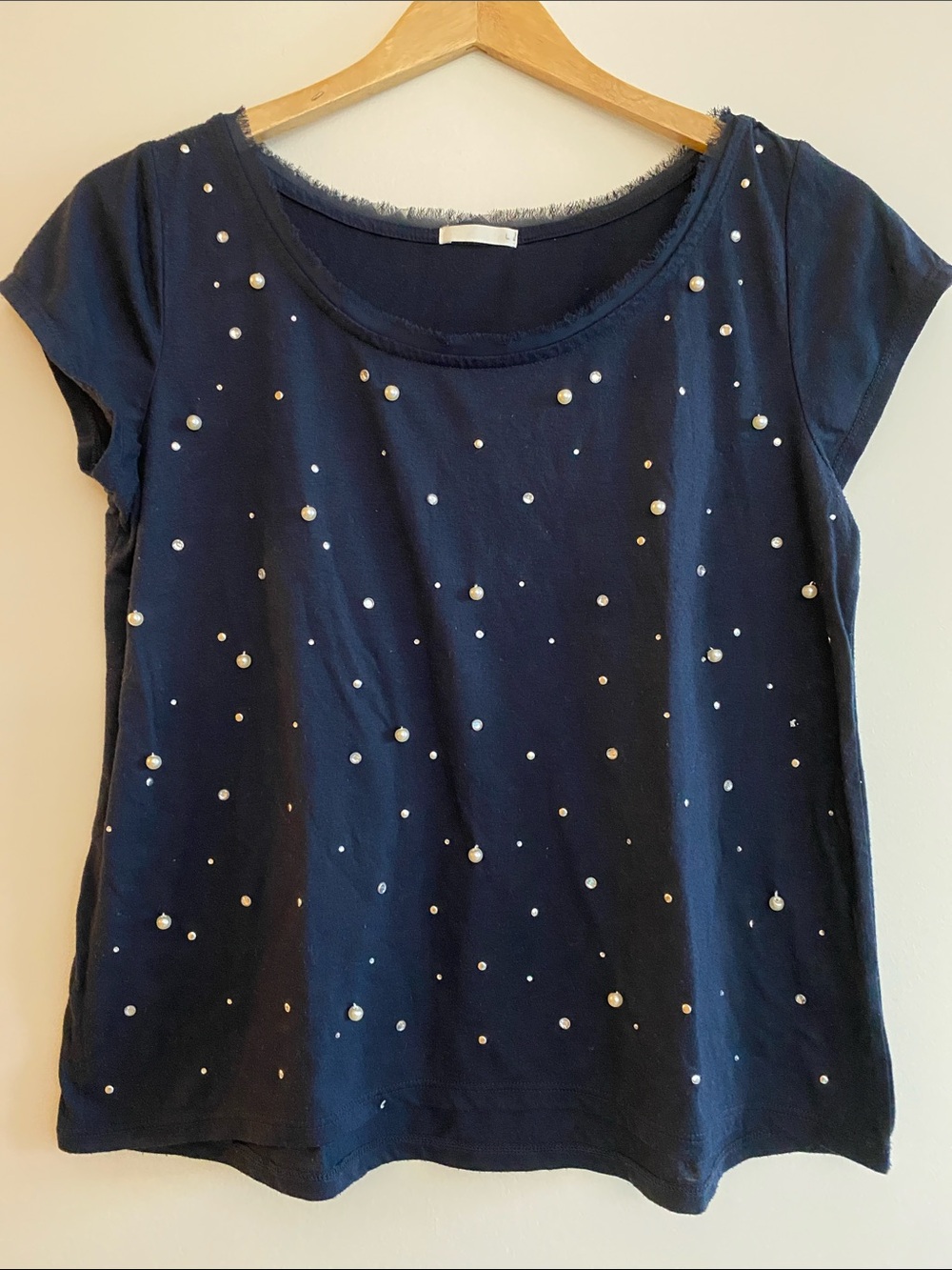 🌸🌼3 for $12🌸🌼 Navy Pearl-Embellished Short Sleeve Tee